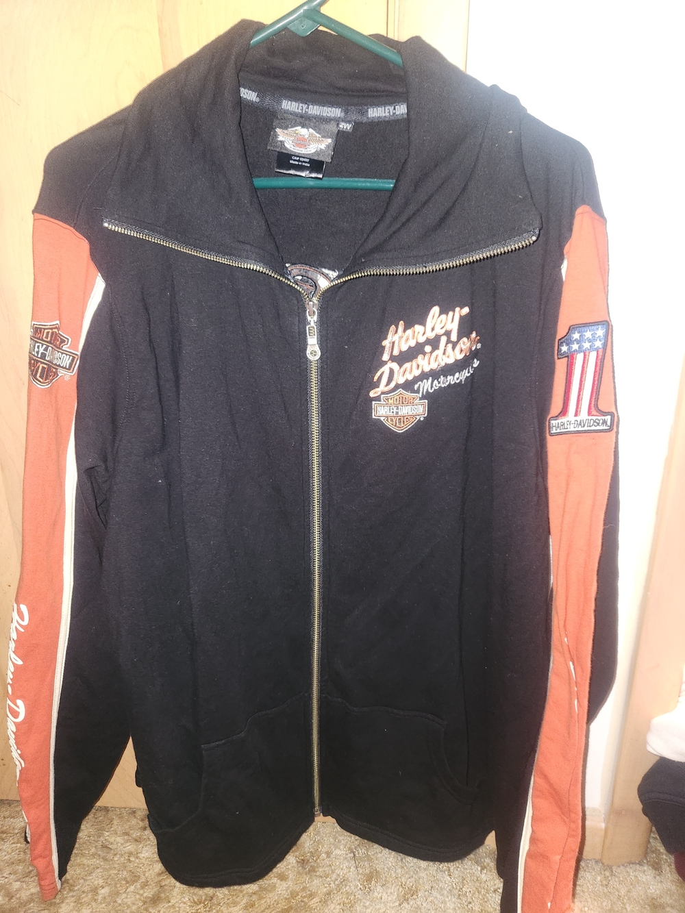 Harley-Davidson Black & Orange Zip-Up Hoodie